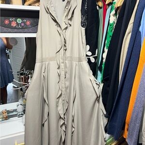 Banana Republic Taupe Ruffle Maxi Dress